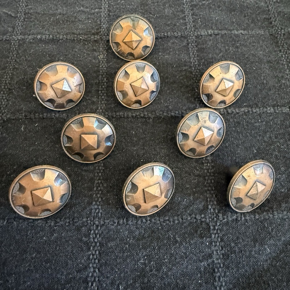 Lot Of 9 Copper Colored Metal Drawer Pulls Cabinet Knobs Marked JAPAN
